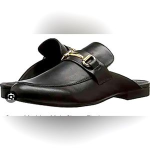 Steve Madden leather black mule loafer w/ gold detail